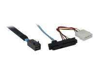 Inter-Tech - Intern SAS-kabel - SAS 12Gbit/s - 29-stifts intern SAS (SFF-8482) till 4 pin intern effekt, 4x mini-SAS HD (SFF-8643) - 50 cm - svart/blå