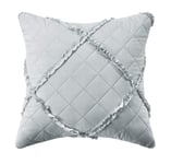 Prime Linens 3Pcs RAFFLE Bedspread Quilted Embossed Bed Throw and 2 pillow case In Silver, 1 Pair Cushion Covers (43cm x43cm)