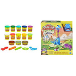Play-Doh Dinosaur Theme 13-Pack of Non-Toxic Modeling Compound for Kids 3 Years and Up with 2 Cutter Shapes, 2 Roller Tools, and Scissors & Dino Crew Growin' Tall Bronto Toy Dinosaur