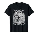 Bigfoot Play Guitar with Alien Distressed Graphic Quote T-Shirt