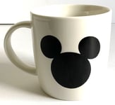 DISNEY MICKEY MOUSE MUG WHITE WITH BLACK SOLID HEAD MONOCHROME DETAIL COFFEE CUP