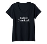 J'adore (I Love) Glam Rock, Funny Minimalist V-Neck T-Shirt
