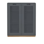 Asplund - Snow Cabinet E D42 Glass Doors - Storm Grey, Ek Sockel - Grå - Skåp och vitrinskåp - MDF/Trä