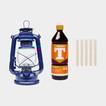 NOCK Stormlykta / fotogenlykta Mysingen X, 250 mm, blå + 5-pack vekar 1 liter lampolja
