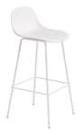 Fiber Bar Stool Tube Base With Backrest 75 cm - Natural White/White