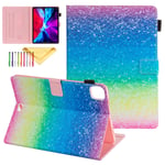11 Inch iPad Pro 11" 2021 3rd Gen Cases with Pen Holder Kids, Uliking PU Leather Wallet Case Kickstand Protection Auto Sleep/Wake Soft TPU Back Smart Cover for iPad Pro 11" 2021/2020/2018, Rainbow