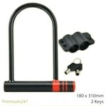 Heavy Duty D Lock Bike Motorbike U Lock Scooter Bicycle Security 2 KEYS