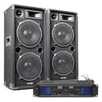 2x MAX210 2 x 10" Speakers + Skytec SPL-1000 Amp + Cables Disco DJ 1800W