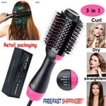 Uk 3 In 1 One Step Hair Dryer Styler Comb + Volumizer Brush Straightener Curler
