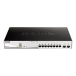 D-LINK D-Link DGS 1210-10MP - Commutateur C2+ intelligent 8 x 10/100/1000 (PoE+) + 2 Gigabit SFP de bureau, Montable sur rack PoE+ (130 W)