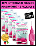 PINK TEPE INTERDENTAL BRUSHES 0.4MM (40 BRUSHES) REMOVES TOOTH PLAQUE