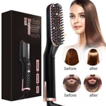 Lisseur Barbe Brosse Lissante Cheveux, 3 in 1 Rapidement Brosse Chauffante pour Lisseur Barbe Lisseur Cheveux Peigne Barbe Outils