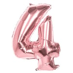 Boland 22044 Ballon gonflable en forme de chiffre 4, taille 86 cm, or rose, ballon à chiffres, ballon gonflable, air, anniversaire, anniversaire d'enfant, décoration