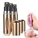 3-Pack Mini Refill Parfymflaska - Påfyllningsbar Resebehållare 5ml Guld guld