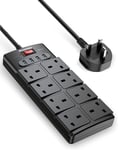 8 Way Mains + 4 USB Ports Extension + Surge Protection On/Off Switch 1.5m Cable