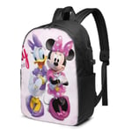 Lawenp Daisy Duck Minnie Laptop Backpack- with USB Charging Port/Stylish Casual Waterproof Backpacks Fits Most 17/15.6 Inch Laptops and Tablets/for Work Travel School