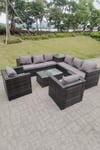 8 Seater PE Wicker Outdoor Rattan Garden Furniture Sets Lounge Chair 2 Coffee Table
