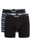 BOSS Mens BoxerBr 2P Print Two-Pack of Logo-Waistband Boxer Briefs in Stretch Cotton
