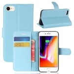 iPhone SE 3 5G (2022) / 2020 8/7 - Läderfodral plånbok Blå