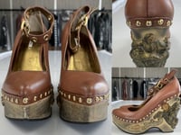 Miu Miu Deadstock Runway Venice Baroque Sculpted Platform Wedge Shoes