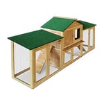 AQPET Cage pour Lapins Lapin poulailler avec Toit de XXL pour extérieur en Bois, Double étage, 204 x 45 x 84 cm, Marron, Grand