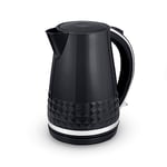 Tower T10075BLK Solitaire Kettle with 360° Swivel Base Cord Storage 1.5L 3KW Black and Chrome Accents