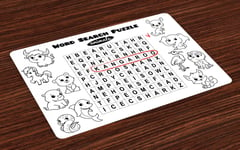 Word Search Puzzle Place Mats Set of 4 Animal Names