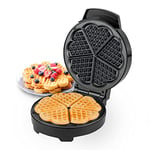 Geepas Waffle Maker – 5 Slice Heart Shaped Non-Stick Electric Belgian Waffle Maker with Adjustable Temperature Control – American Waffle Machine, Waffle Iron - 2 Years Warranty, 1000W, Silver & Black