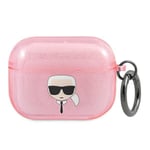 Karl Lagerfeld Glitter Karl`s Head Skal Airpods Pro - Rosa Rosa