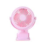 1600mah Portable USB Cooling Fan Mini Clip Fan 360º Rotating USB Rechargeable Fan Home Desktop Air Cooler Conditioner Fan Outdoor 90×150×42mm-Pink