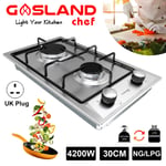 GASLAND 30cm Gas Cooktop Cooker with 2 Burner Hob Cast Iron Cooker Stove NG/LPG