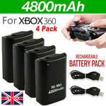 4-Pack Batteries for Xbox 360 Wireless Controller Rechargeable Battery 4800mAh