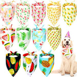 12 Pieces Dog Bandanas Flamingo Fruit Hawaii Pattern Cooling Summer Style Soft Dog Triangle Scarfs for pet Puppy Boys and Girls