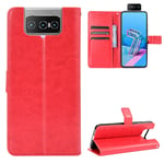 Asus Zenfone 7 ZS670KS / Pro ZS671KS - Läderfodral plånbok Röd