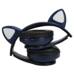 (Blue)Gaming Cat Ear Headset Wireless Cute Headphone Super Soft Ear