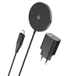 Support Voiture Magsafe 15W Charge Rapide - Compatible IPhone 12-16 - Aimants Puissants - Ventilation Refroidissement - LED