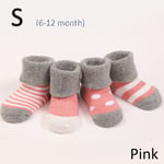 4pairs/set Thick Cotton Socks Soft Warm Baby Kids Children Pink S