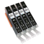 4 Black Printer Ink Cartridges to replace Canon CLI-551Bk non-OEM / Compatible