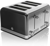 Swan ST19020BN Retro 4-Slice Toaster with Defost/Reheat/Cancle Black 4