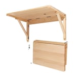 Väggmonterat hopfällbart bord, kolfiberstöd, träskrivbord, trä