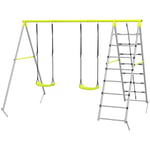 Rootz Gungställning för barn - med klätternät - Stege för barn - Stålram - Grön - 260cm x 185cm x 180cm