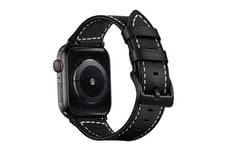 Hsmy Accessoires pour Apple Watch Bracelet en cuir durable apple watch series 6/ se/ 5/ 4 44mm - noir