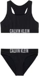 Calvin Klein Girl's Bralette Bikini Set Nylon KY0KY00056, Black (Pvh Black), 12-14 Years