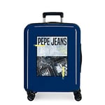 Pepe Jeans Nolan Valise de cabine bleue 40 x 55 x 20 cm rigide ABS fermeture TSA intégrée 38,4 L 2 kg 4 roues doubles bagage à main