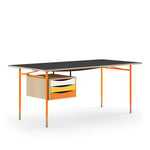 Nyhavn Desk, 170 cm, with Tray Unit, Oak, Orange Steel, Warm