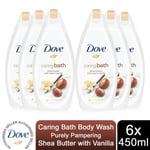 Dove Caring Bath Body Wash Purely Pampering Shea Butter with Vanilla, 6x450ml