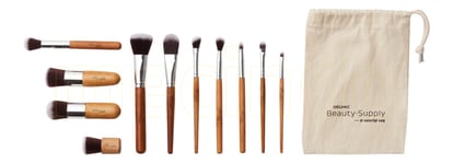 Makeupborstar och penselset 11 st med bambuskaft - 1 Stk