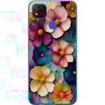 Xiaomi Redmi 9C NFC Genomskinligt Skal Blommor Färger