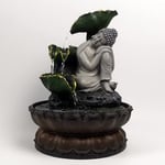 CHINESS Creative Buddha Statue Water Fountain Indoor Table Top Statue, Environmental Resin Rockery Waterfall, Home Decoration with LED Colorful Lights (water Pump Included)