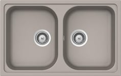 SCHOCK | Évier de cuisine Lithos 2 bacs petits, matériau Cristalite®, gris taupe, 790 x 500 mm